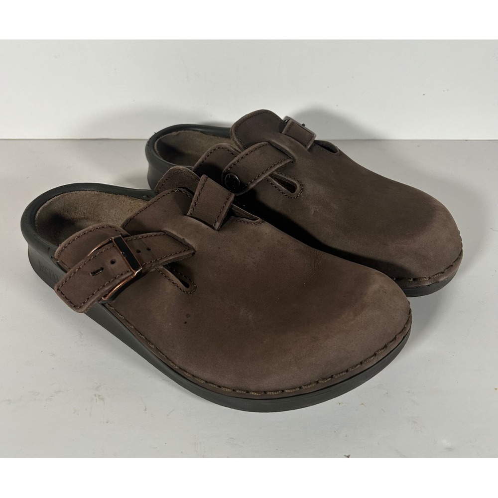 Birkenstock Tatami Brown Leather Clogs Mules Buckle Strap EU 41 L10 M8